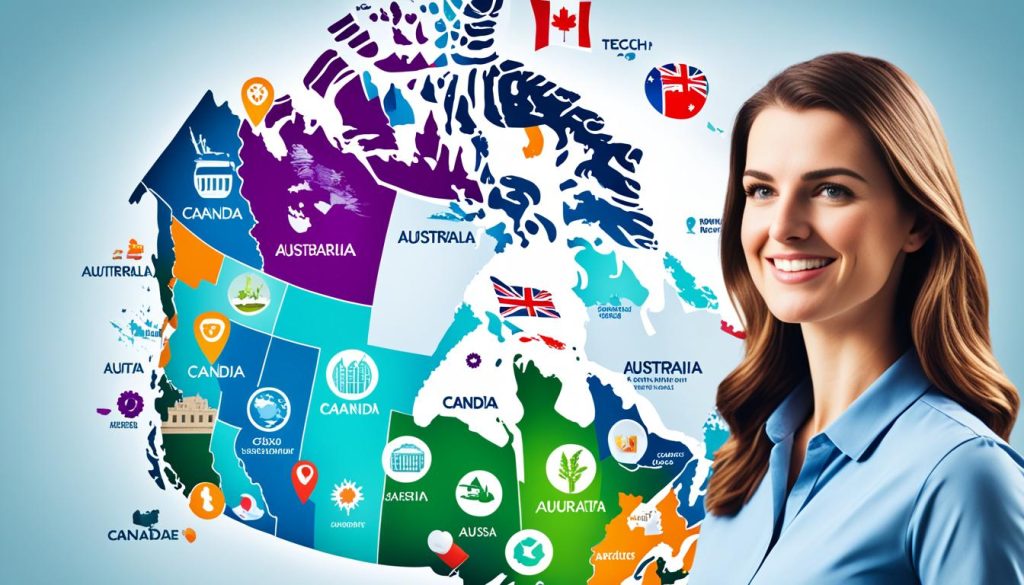 Job opportunities in Canada and Australia